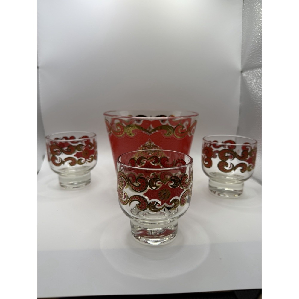Starlyte Roly Poly MCM Cocktail Nuts Candy Red With Gold Pattern Set Of 4